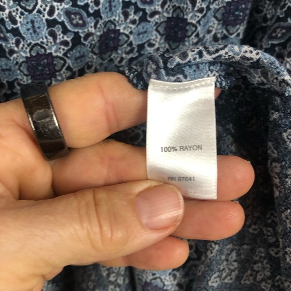 J. Jill Peasant Blouse Top Raglan Blue Geometric Pattern - Picture 9 of 10